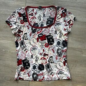 2B Clothing Baby Tee Y2K Red‎ And Black Graphic Women's Stretchy Women's Medium